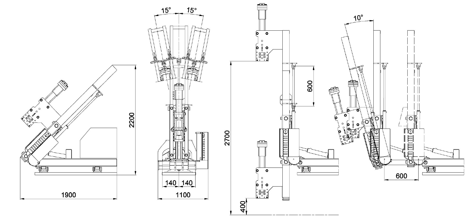 Maße und technische Zeichnung eines Rammgeräts des Modells 500SX
